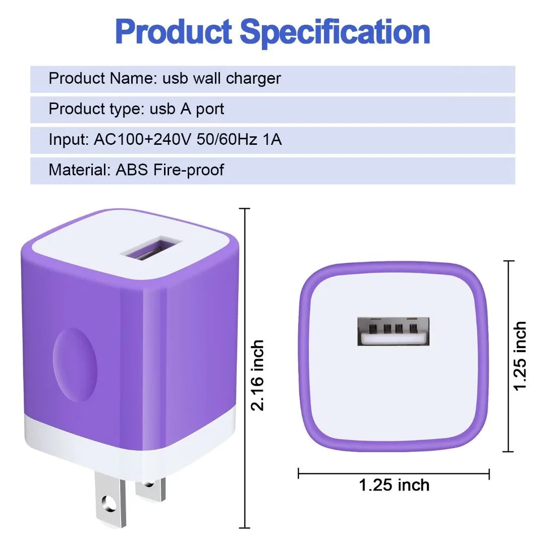 Charging Block,Type C Charger Block Fast Charging 2PCS Dual Port Charger Block with 4PCS Type C Charging Cables 6Ft USB C Cables Wall Charger Block Plug Android Charger Phone Cords Type C