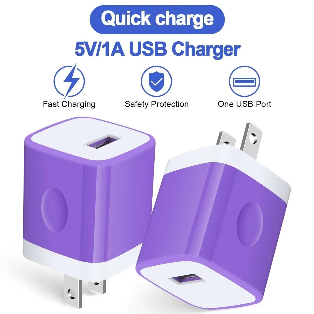 Charging Block,Type C Charger Block Fast Charging  2PCS Dual Port Charger Block with 4PCS Type C Charging Cables 6Ft USB C Cables Wall Charger Block Plug Android Charger Phone Cords Type C