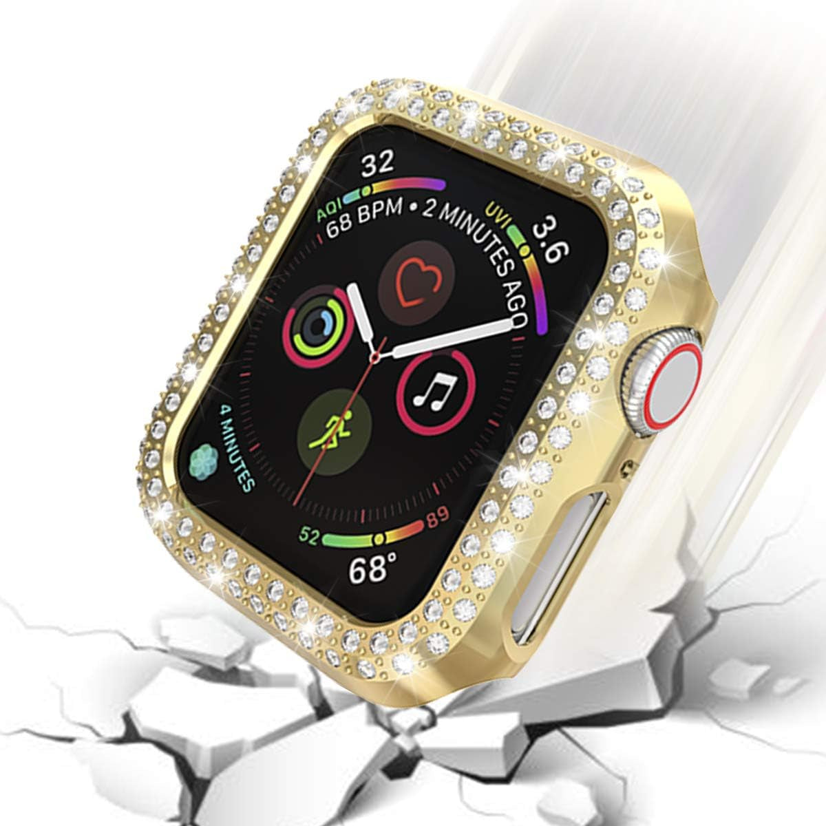 [5-Pack] Protector Case Compatible with Apple Watch Series 3 Series 2 Series 1 38Mm Cover, without Screen Film, Double Row Bling Crystal Diamonds Protective Cover Bumper Frame Accessories (38Mm)